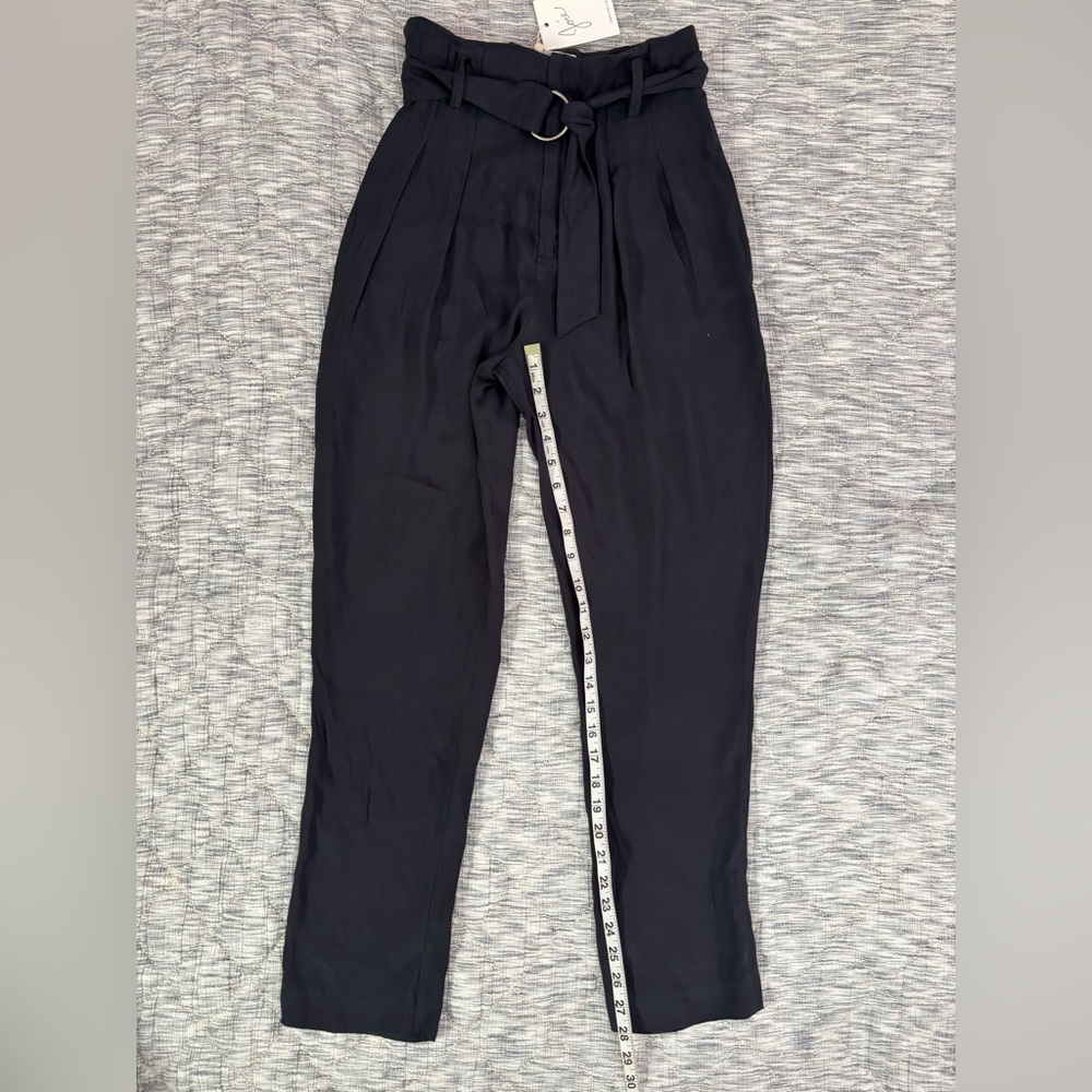 Joie Ianna Pleated Ankle Straight Leg Belted Women Pants In Caviar Sz 2 NWT - - Picture 10 of 15